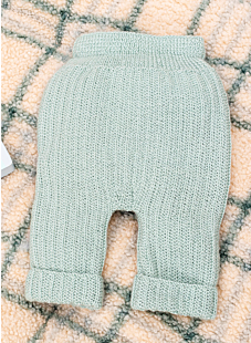 Fancy rib baby pants with folded edges
