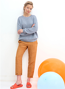 Cotton openwork sweater with long sleeves