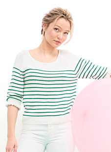 Striped sweater with frilled sleeves