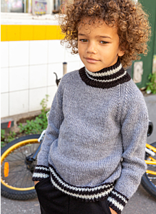 Stripe rib raglan sweater