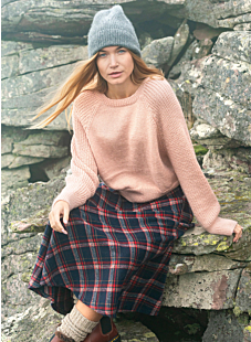 Rib sleeve raglan sweater