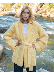 Garter stitch jacket with shawl collar