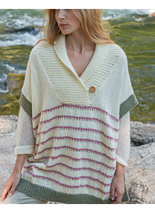 Poncho with shawl collar