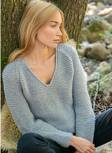 Garter stitch V neck sweater