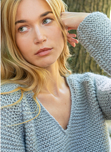Garter stitch V neck sweater
