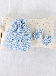Hat & mittens set in garter stitch Charles