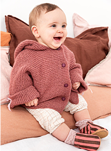 Garter stitch hooded coat Léna