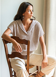 Sleeveless top with shawl collar Iris