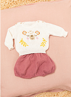 Swiss embroidered button shoulder sweater Caius