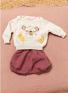 Swiss embroidered button shoulder sweater Caius