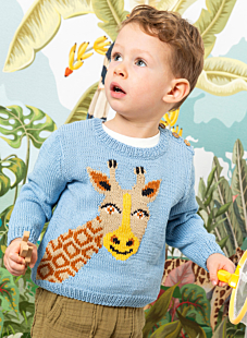 Long sleeve sweater with intarsia giraffe Come