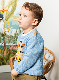 Long sleeve sweater with intarsia giraffe Come