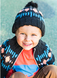 Jacquard fur pompom hat