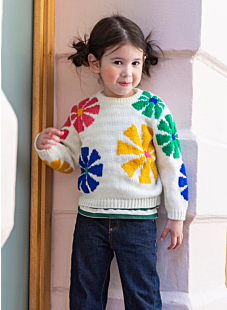 Colorful flower jacquard sweater