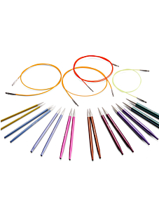 Kit containing 8 pairs of interchangeable metal circular Bergère de France knitting needles