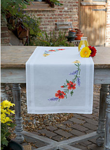 Wildflowers cross-stitch table runner kit, 40 x 100 cm