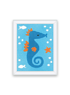 Sea-horse picture to embroider in half cross-stitch, 12 x 16 cm