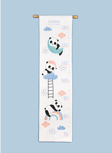 Panda counted cross-stitch height chart kit, 18 x 70 cm