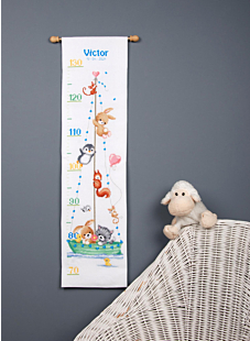Animal friends counted cross-stitch height chart kit, 18 x 70 cm
