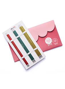 Kit 6 sets of 5 coloured metal pointed needles, 20 cm, Knit Pro