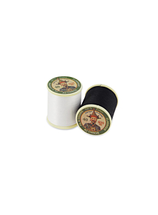 Set of two black and white cotton thread reels, 400 m, Bergère de France