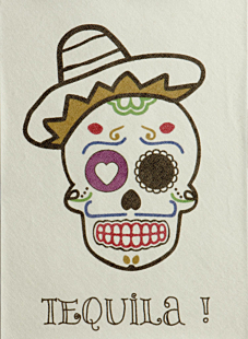 Set of 2 sheets featuring customisable skulls and cacti, 22 cm x 30 cm, Bergère de France