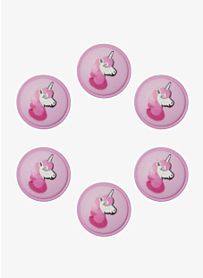 Pack of 6 unicorn buttons, Ø 18 mm Rose