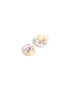 Pack of  5 flower print coconut buttons Ø 25 mm
