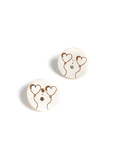 Pack of 6 coconut Heart buttons, Ø 18 mm