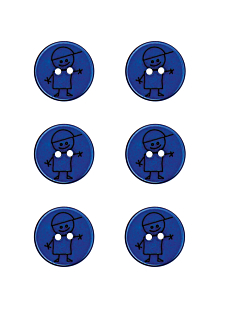 Lot de 6 boutons garçon marine Ø 15 mm