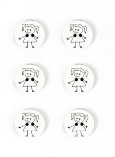 Lot de 6 boutons fille écru Ø 15 mm