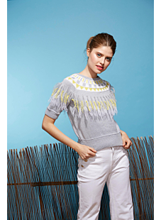 short sleeves intarsia sweater