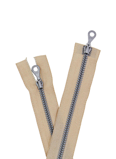 Beige open-end zip with double slider, 54 cm