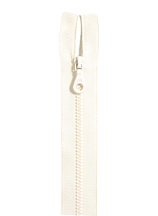 White open end zip, 55 cm