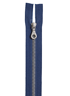Blue/silver open end zip 30 cm