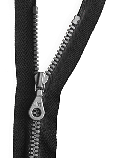 Silver open end zip, 55 cm