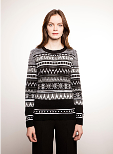 Round neck fair isle sweater