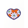 35 mm heart-shaped daisy-covered patch with orange background