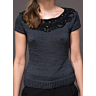 M0409 Short-sleeve Sweater with Lace-effect Collar