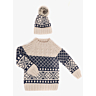 M1152 - M1153 Intarsia sweater with cables and Intarsia hat with fur pompom