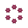 Pack of 6 Star Buttons - 15 mm Diameter fushia