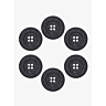 Pack of 6 recycled cotton buttons, Ø 25 mm - anthracite