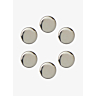 Pack of 6 brushed metal shank buttons, Ø 18 mm Argent