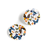 Pack of 5 butterfly print wooden buttons Ø 38 mm