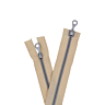 Beige open-end zip with double slider, 58 cm