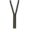 Dark brown open end brass zipper, 35 cm.