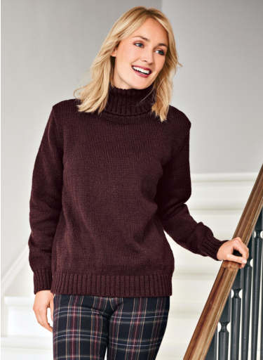 burgundy polo neck jumper womens